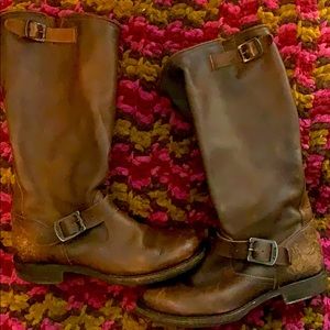 Frye Tall Brown buckle Boots Size 8 1/2
